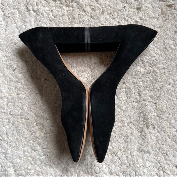 1.STATE. Black Suede Pointed Toe Rounded Block Heeled Saffy Pump Size 12 - Picture 4 of 11